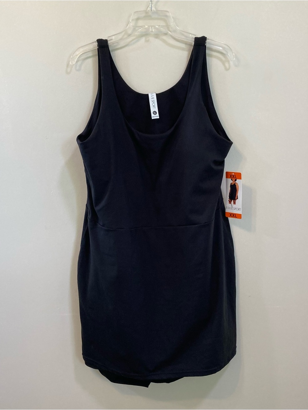Elle Sport Womens Active Tank Dress XXL Black Inner Shorts Shelf Bra NEW